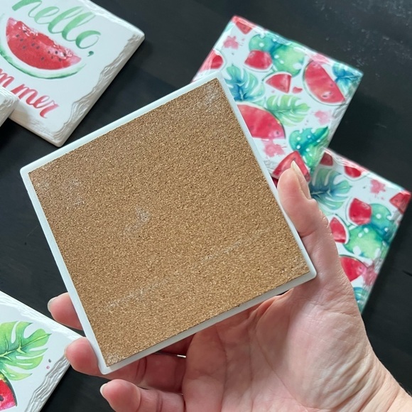 Watermelon summer Set of 8 Ceramic Coasters 🍉 - Picture 4 of 6